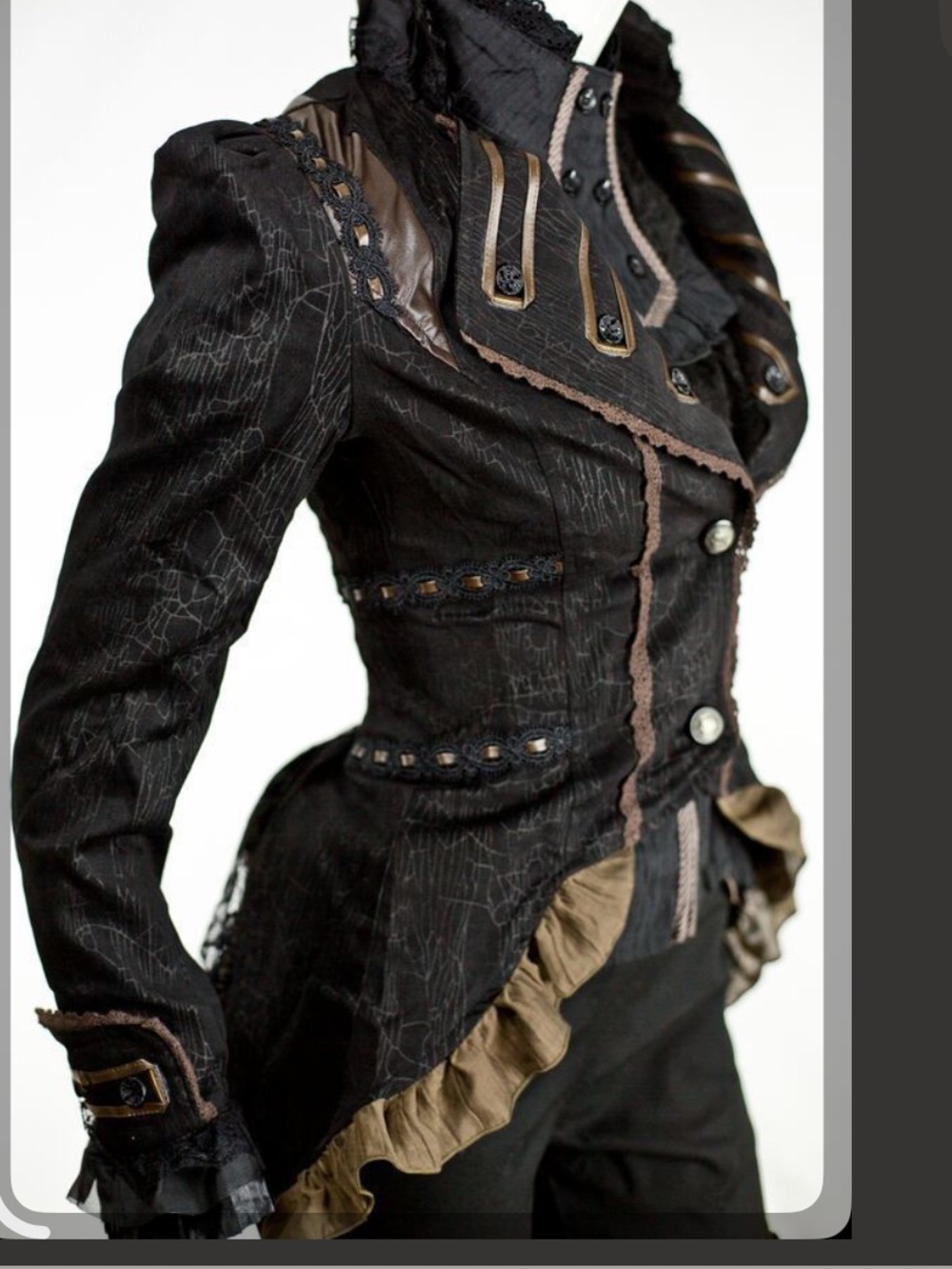 Victorian steampunk tailcoat jacket distinct high-low silhouette